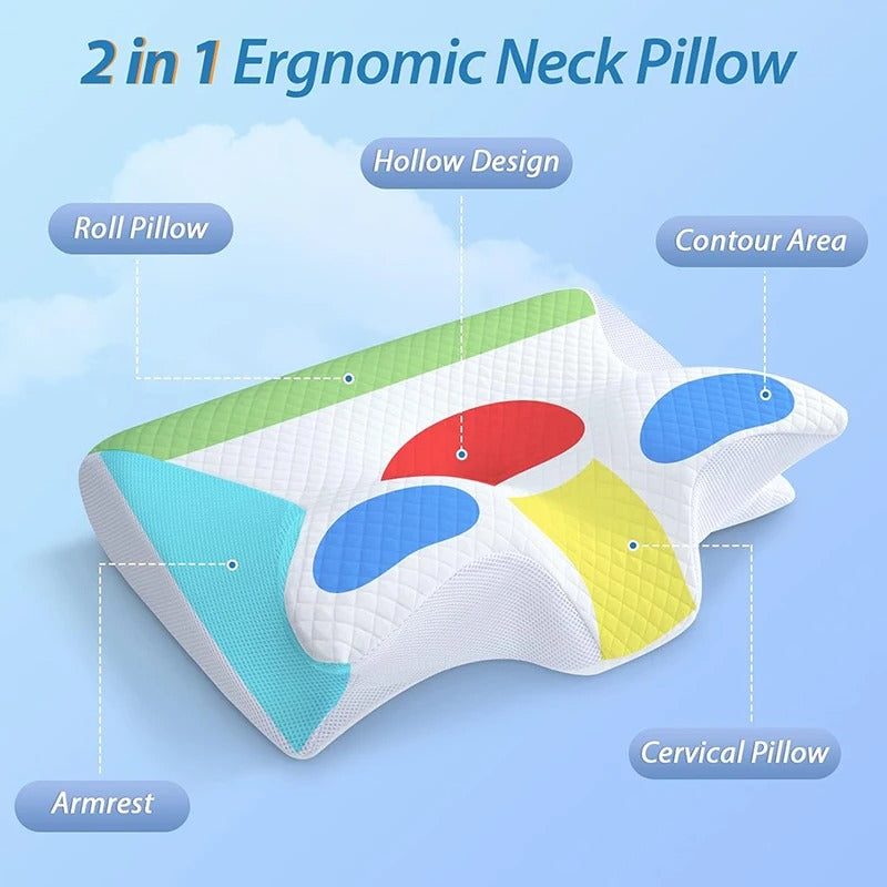 Memory Foam Cervical Pillow – 2-in-1 Ergonomic Contour Orthopaedic Support