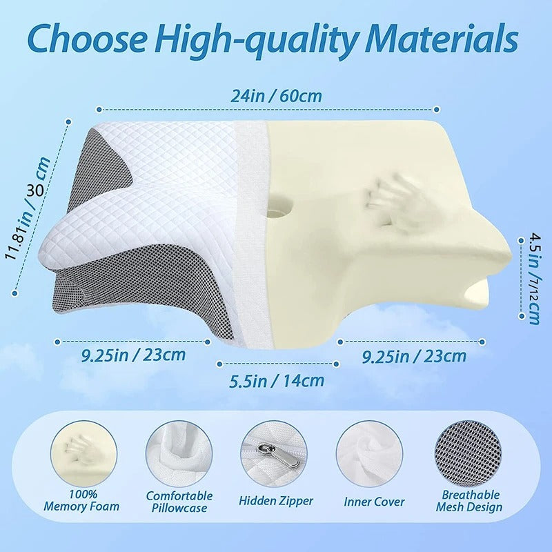 Memory Foam Cervical Pillow – 2-in-1 Ergonomic Contour Orthopaedic Support