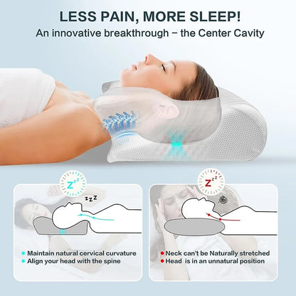 Memory Foam Cervical Pillow – 2-in-1 Ergonomic Contour Orthopaedic Support